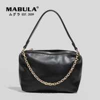 mabula 2021 new solid casual women crossbody bags with chain fashion tote handbags soft pu leather satchels female shoulder bag