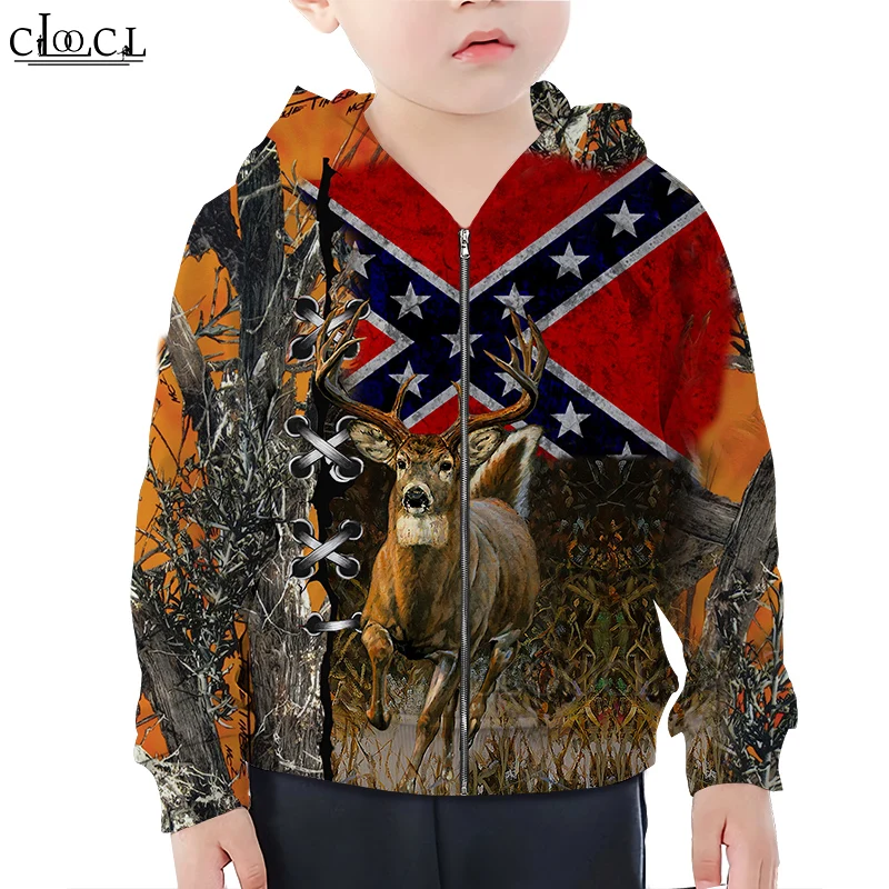 

CLOOCL Newest Popular Animal Deer Boy Girl Zipper Hoodie 3D Print Kids Hooded Family Fitted Clothing Casual Streetwear Tops