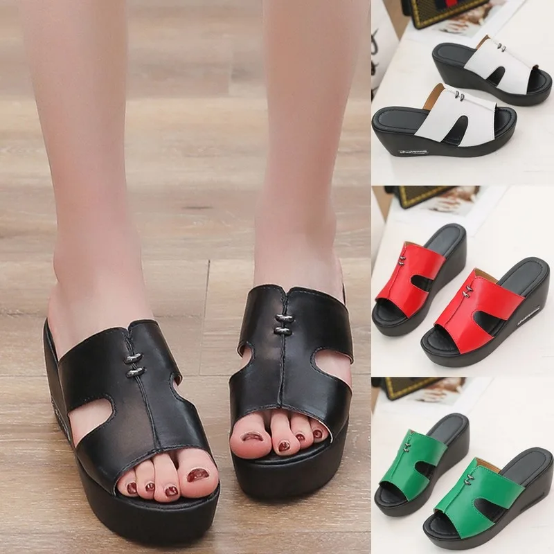 

Fashion Women's Sandals Platform Shallow Cross High Heel Wedges Waterproof Fishmouth Open Toe Sandals Summer New Style 2019