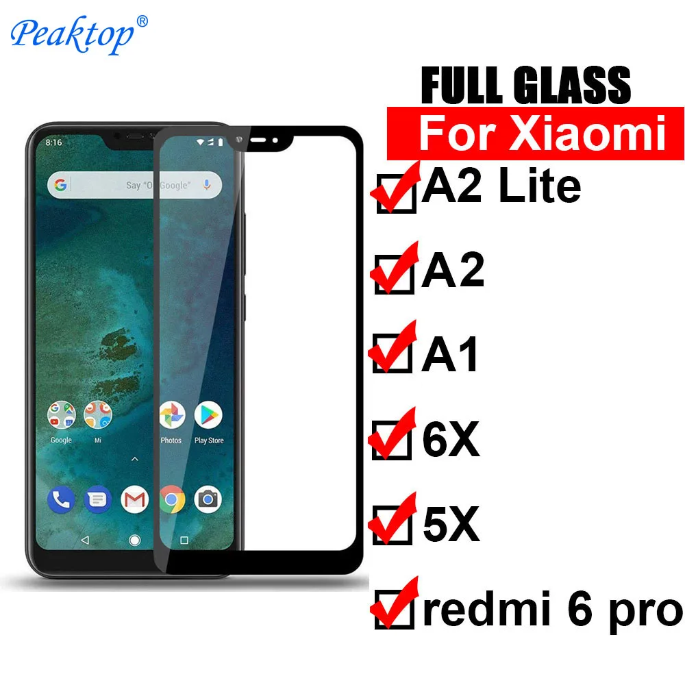 

Full cover for xiaomi a2 lite tempered glass for xiaomi a1 a2 6x 5x redmi 6 pro screen protector xiomi a 2 mia 2 mia2 lite light