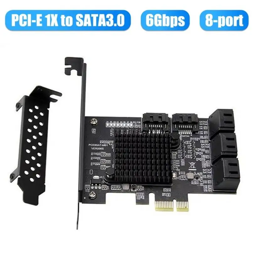 SATA PCI-E Adapter 8 Ports PCI Express X4 X8 X16 To SATA 3.0 6Gbps Interface Rate Expansion Card Controller Computer Accessories