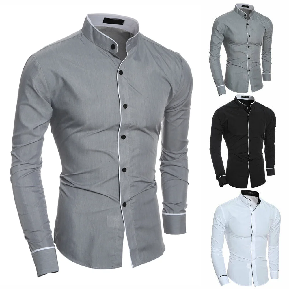 

2020 New Men Shirts Men Casual Long Sleeve Tops Mens Shirts Simple Slim Up Summer Autumn Casual Tops Chemise Homme