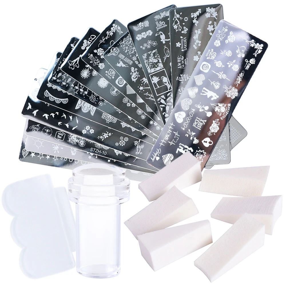 1 набор штампов для дизайна ногтей шаблон кружева цветок Геометрия с желе стемпер