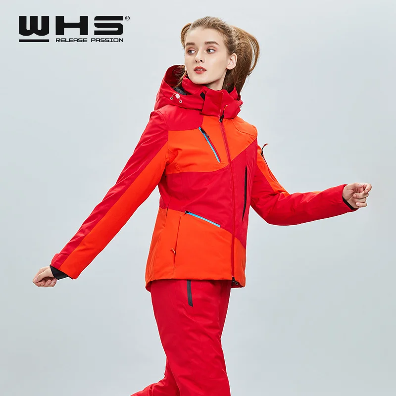 WHS Женская модная ветрозащитная Водонепроницаемая уличная Лыжная куртка
