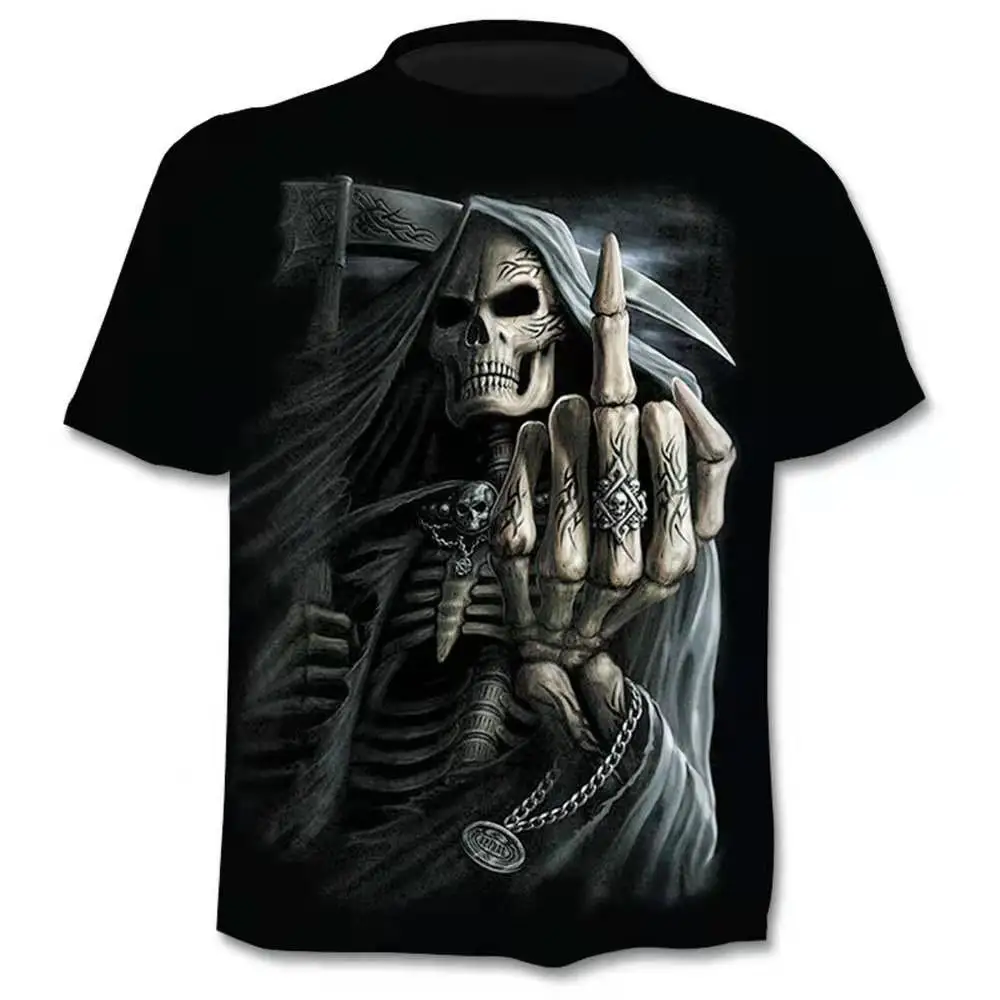 

Summer skull vest 3D short-sleeved T-shirt printing plus size men's casual short-sleeved ebay