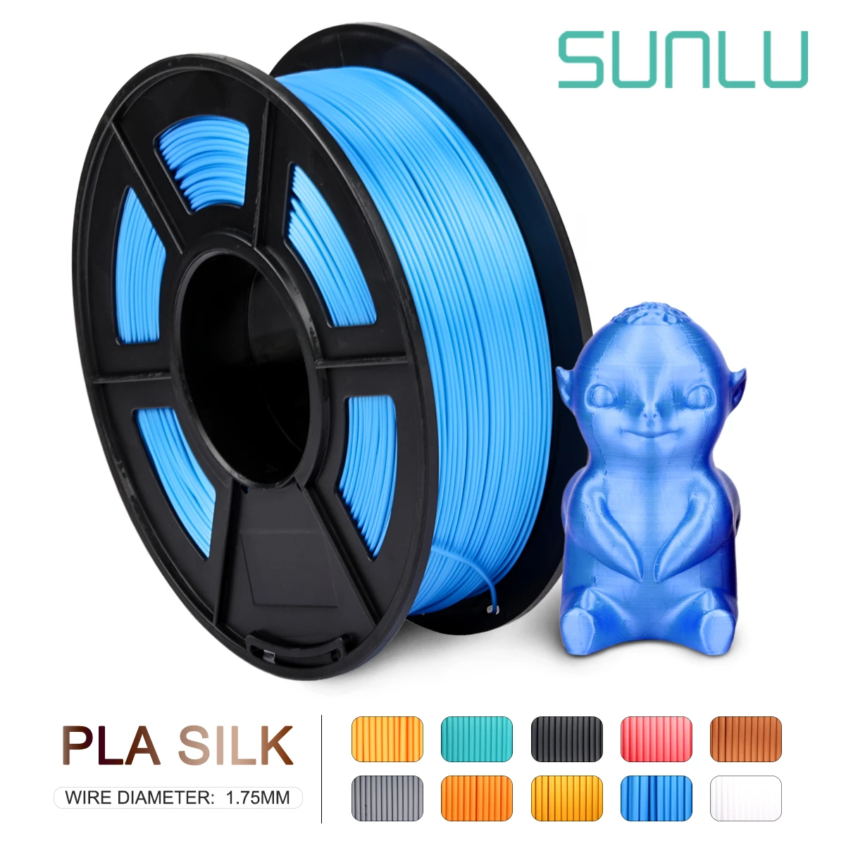 HW-SILK-BL-1KG SUNLU 1,75 мм шелковая нить Pla 1 кг 1,75 мм шелковая 3d нить для 3d принтера полноцветная шелковая нить для рукоделия Художественная печать - Цвет: HW-SILK-BL-1KG