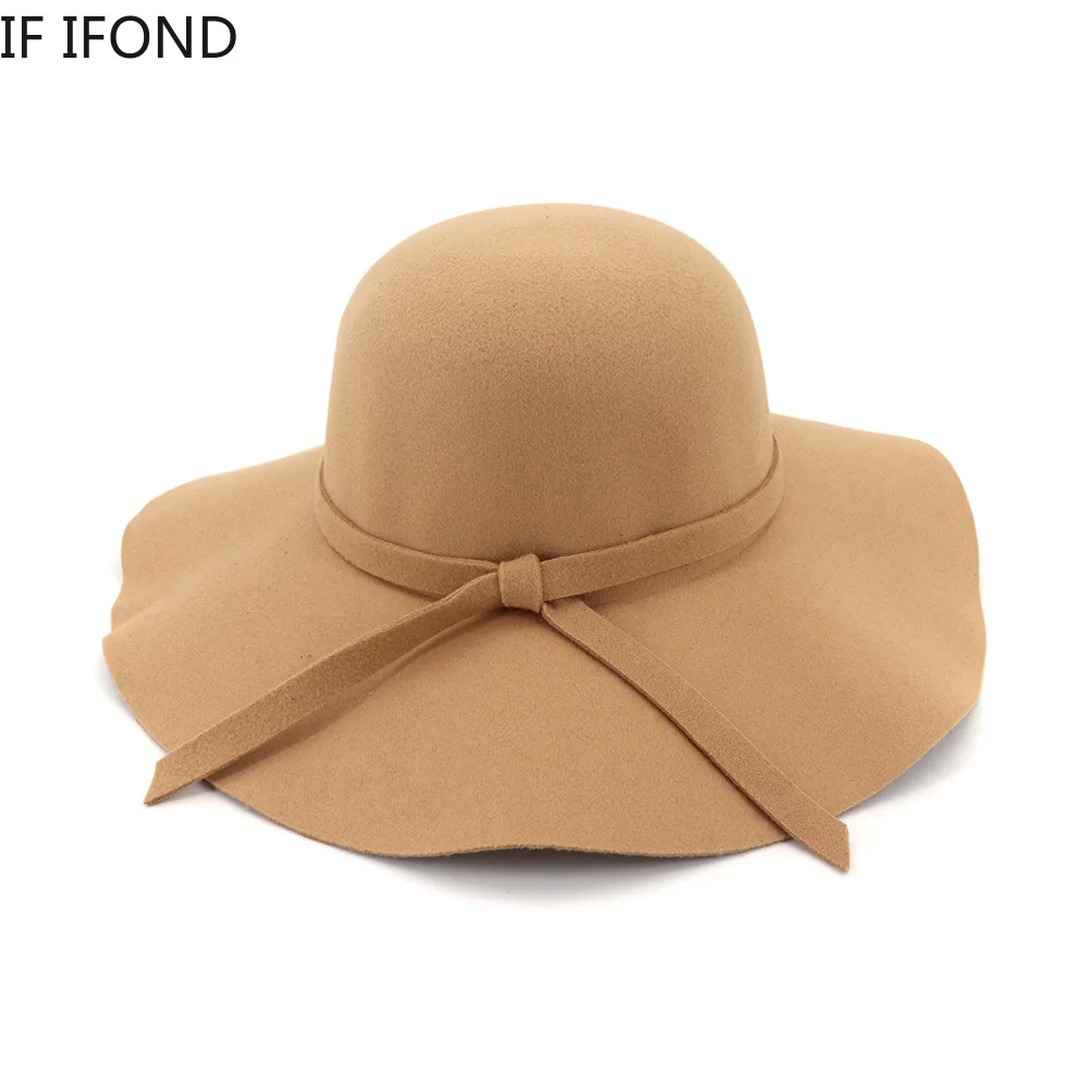 

Women Fashion Autumn Winter Wool Felt Fedora Hat Ladies Girls Elegant Wide Brim Soft Dome Top Hats