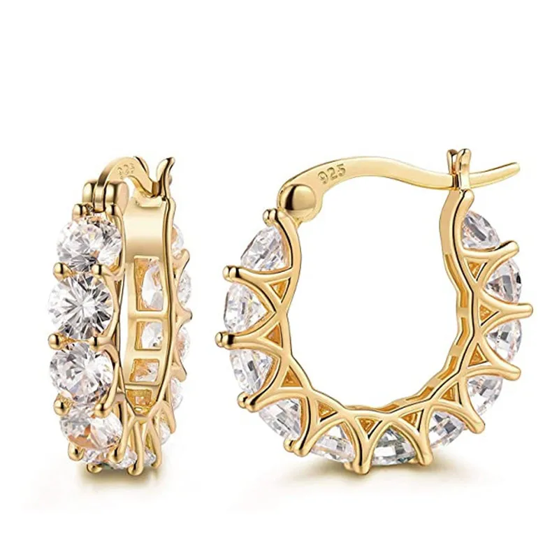

WUKALO Full Paved Crystal CZ Hoop Earrings for Women Dazzling Accessories Wedding Party Delicate Birthday Gift Statement Jewelry
