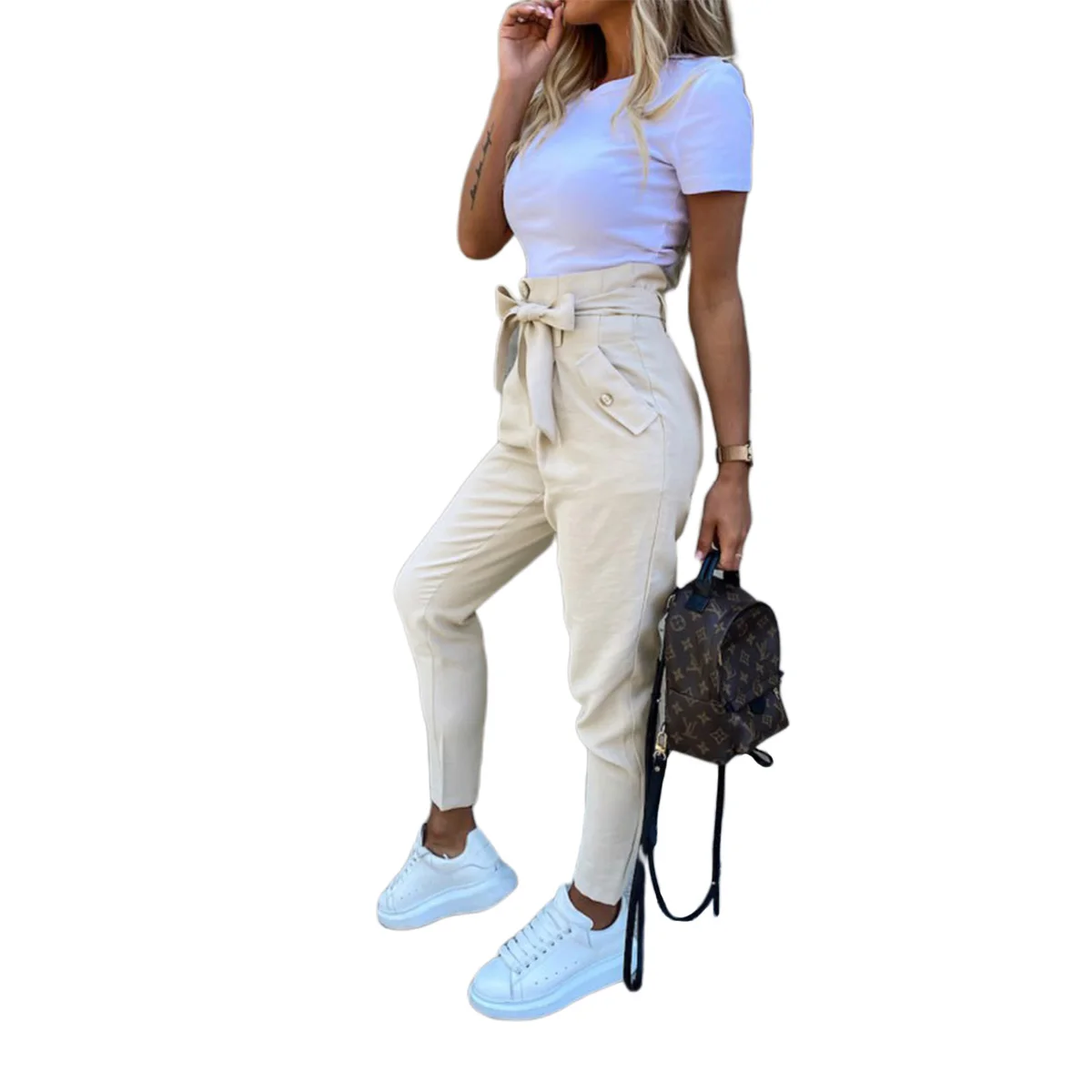 

2020 New Fashion Casual Solid Women Pants Women Trousers High Waisted Pencil Pants