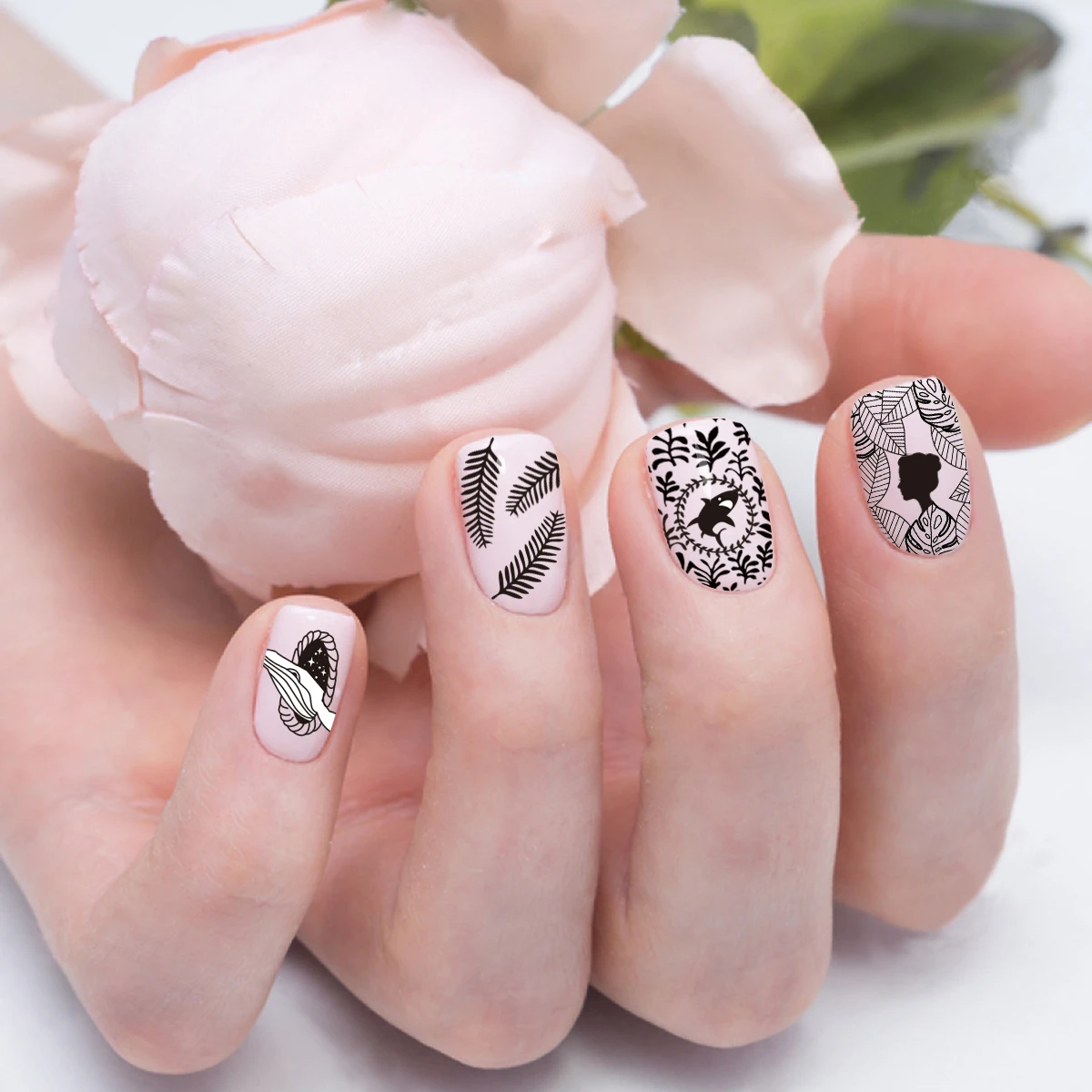 Beautybigbang пластины для штамповки ногтей листья рамка Акула Бабочка Олень Единорог