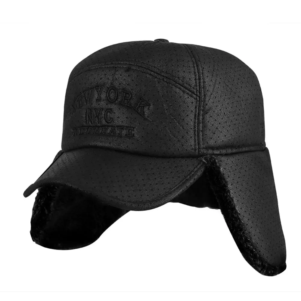 Черная шапка ушанка зимние женские меховые шапки бомбер русские из