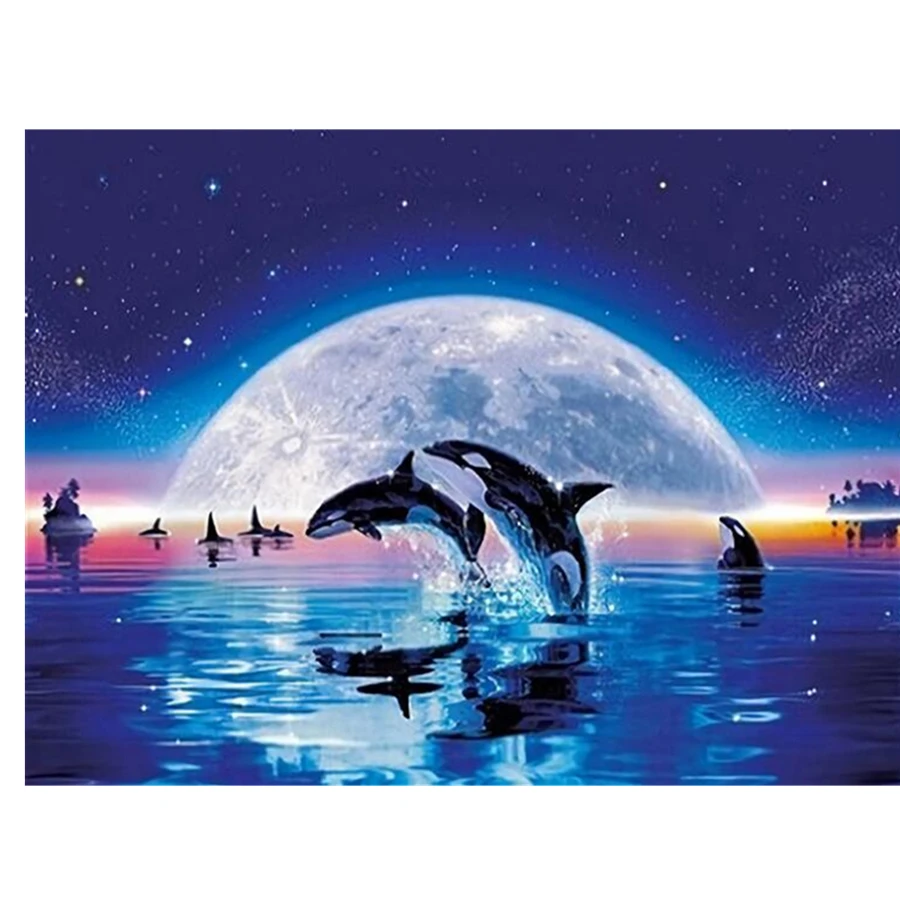 

DIY 5D Diamond Painting Dolphin Lovely Kit Full Drill Square Round Embroidery Mosaic Art Picture Of Rhinestones Home Decor Gifts