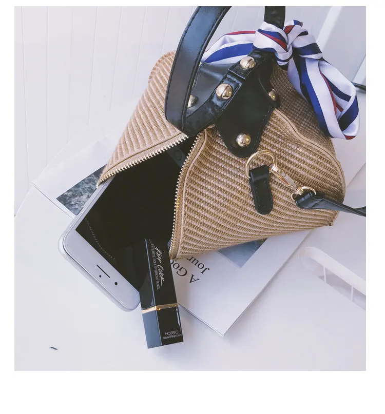 2019 Соломенная пляжная сумка с платком Bolsa Feminina через плечо сумки для женщин 2018 De