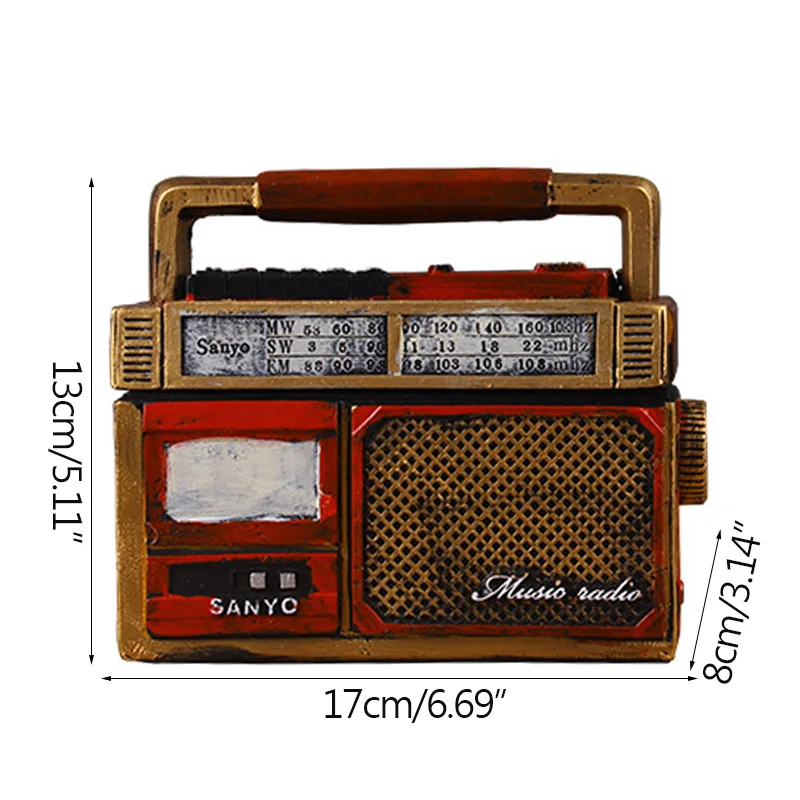 

Retro Figurines For Home Decoration Accessories Handcrafts Resin Radio Miniature Model Ornaments Multifunction Ashtray Figurines
