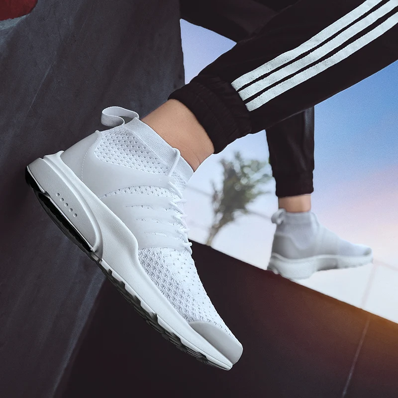 Мужские высокие кроссовки сетчатая повседневная обувь дышащие для тенниса