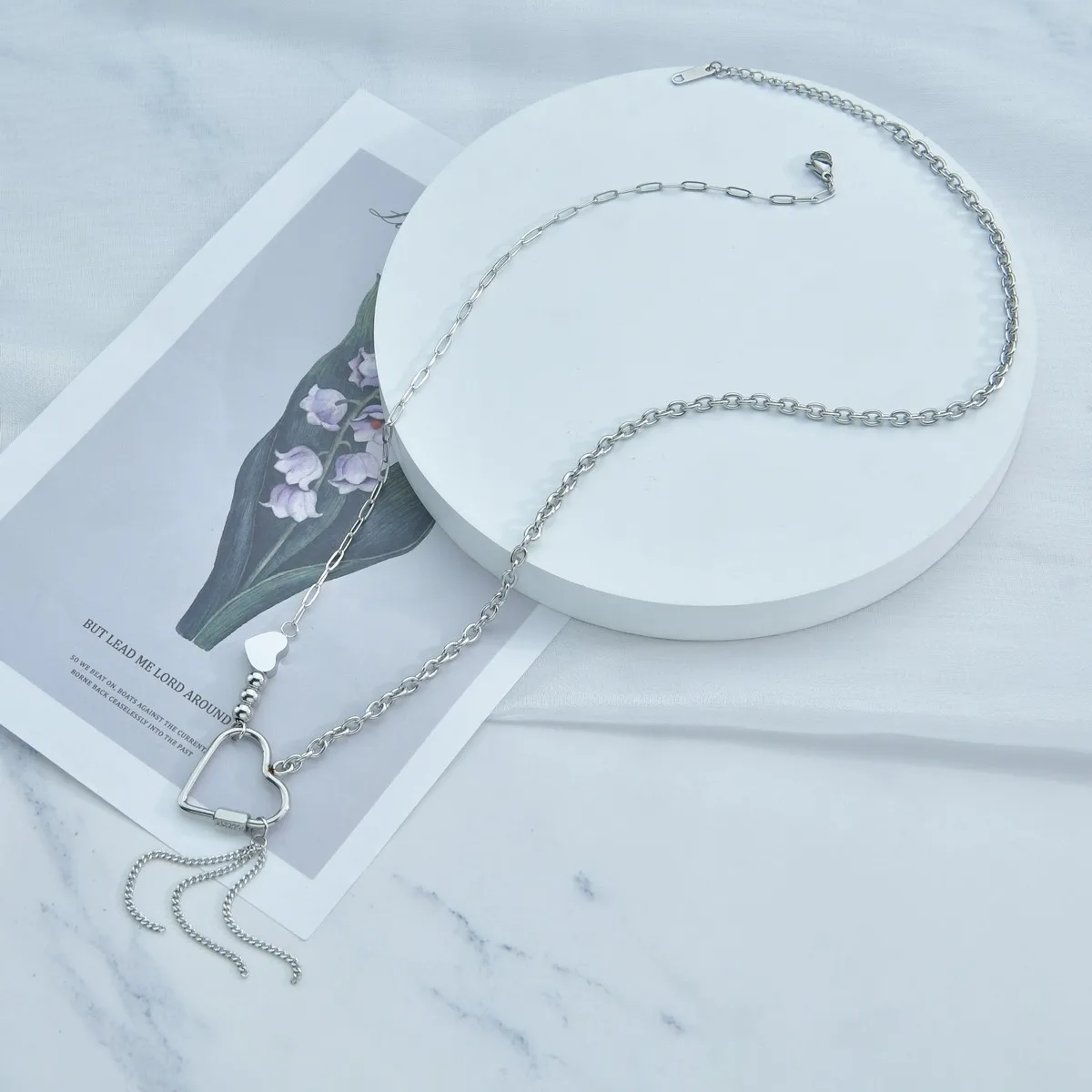 

UZone Stainless Steel Silver Necklaces Double Heart Pendant Chain Necklace for Women Girls Anniversary Gift Jewelry Freeshipping