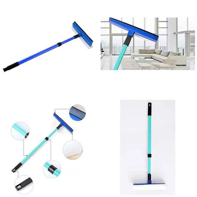 

2-in-1 Telescopic Casement Glass Squeegee Cleaner Wiper Long Handle Sponge Brush 75cm Window Glass Kitchen Cleaning Tools
