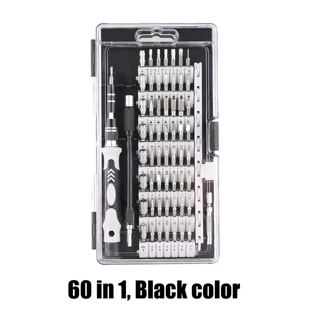 60 in 1-black Vastar 60/58 шт. Прецизионная отвертка набор магнитных отверток для телефонов игровая консоль планшет ПК ремонт электроники инструмент - Цвет: 60 in 1-black