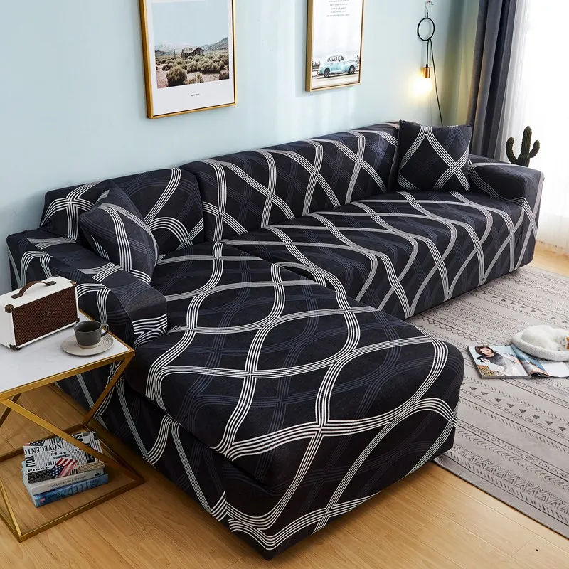 

L Shape Elastic Sofa Cover Set Cotton Universal Sofa Covers for Living Room Pets Armchair Corner Couch Cover Corner Sofa