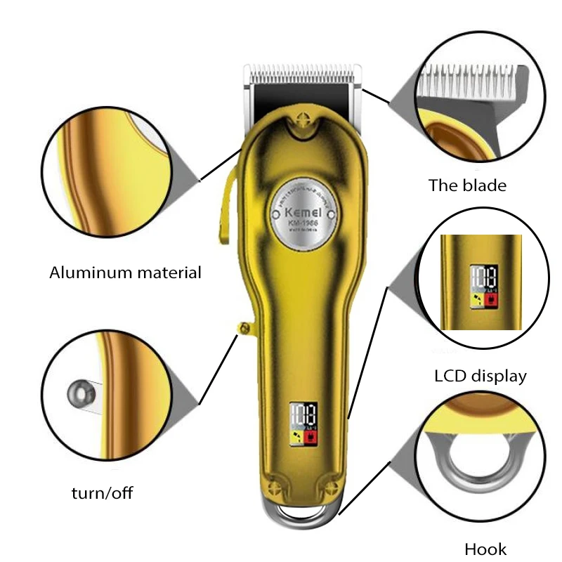 Kemei триммер для волос беспроводной резак перезаряжаемый мощный двигатель