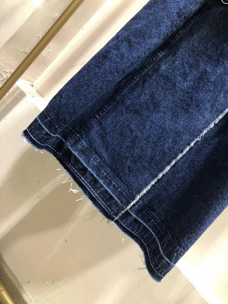 

New Top Quality Long Coat 2021 Autumn Winter Outerwear Women Blue Denim Patchwork Adjustable Belt Patchwork Casual Overcoats XL