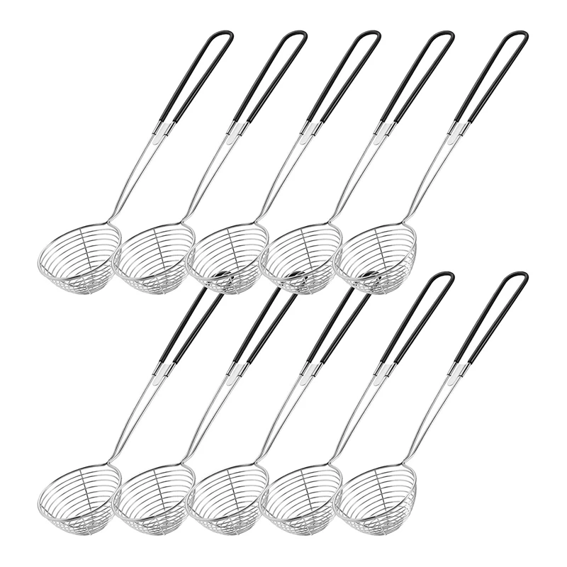 

Stainless Steel Colander Sieve,Wire Skimmer Spoon with Handle for Hot Pot Eating Soup Draining and Pearl Food(10 Pieces)
