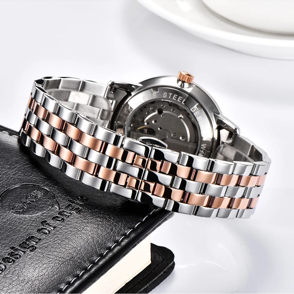 

DEBERT 40mm Mens Wristwatch Sapphire Glass Date Miyota 8215 Mechanical Automatic Waterproof Rosegold Case Blue Dial Fashtion