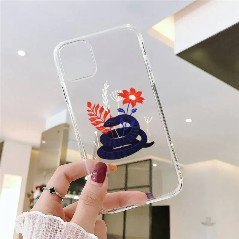 

Hand Snake Phone Case Transparent for iPhone 11 12 mini pro XS MAX 8 7 6 6S Plus X 5S SE 2020 XR