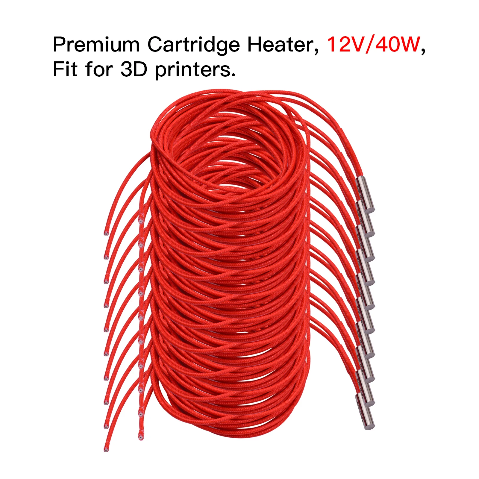 

Aibecy 2/3/5/10pcs 3D Printer Parts 1.4m/4.6ft12V 40W 6*20mm Durable Single End Cartridge Heater Heating Tube for 3D Printer