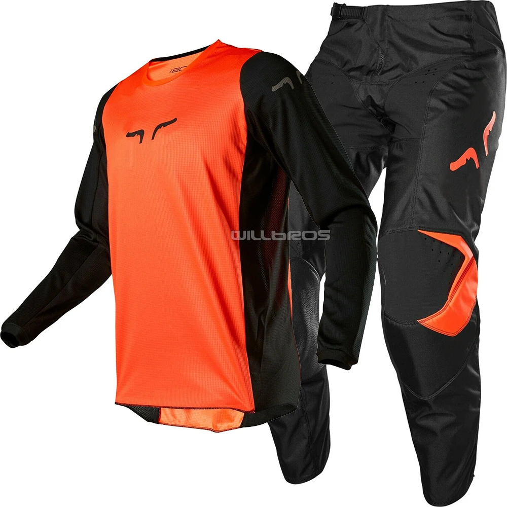 New DELICATE FOX 180 Prix Grey Jersey Pant Gear Combo for ATV DH MX Off-Road Scooter Dirt Bike Motocross Motorcycle