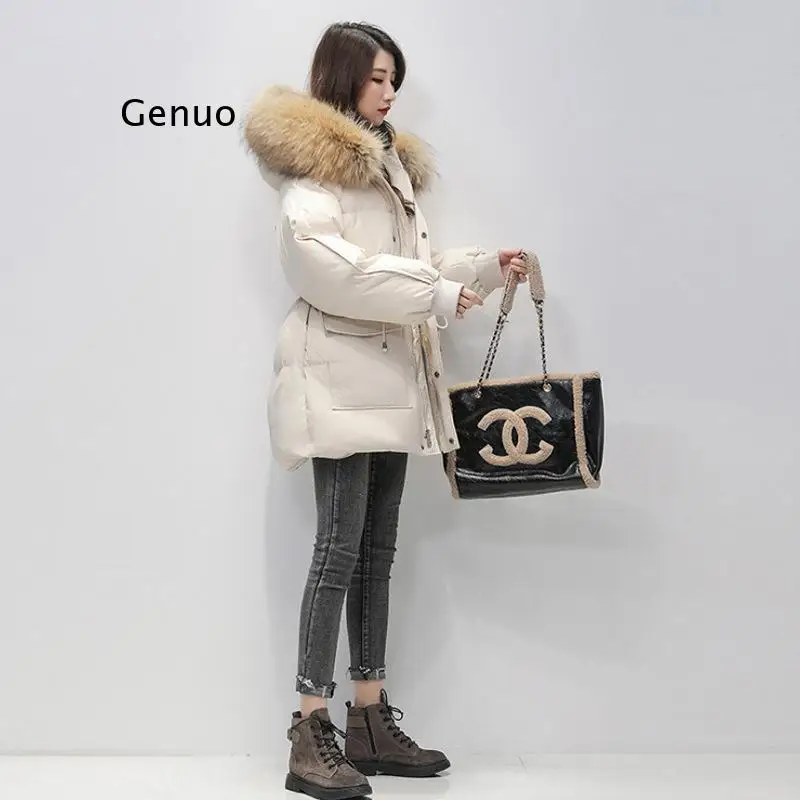 Женская пуховая куртка с капюшоном теплая Толстая парка на утином пуху