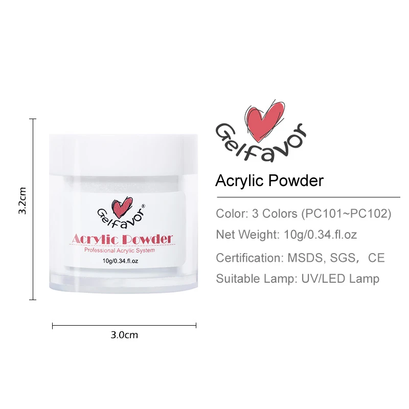 

Gelfavor 10g Crystal Acrylic Powder For Extension 3 Colors Carving Nail Art Gel Design Manicure Tools Acrylic Powder Liquid