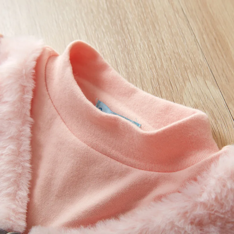 Платье для девочек Розовое меховое Сетчатое платье принцессы в стиле пэчворк