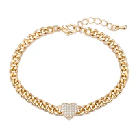 full crystal heart charms bracelet for women gold link chain bangle bracelet womens jewelry pulsera party wedding gift 2020