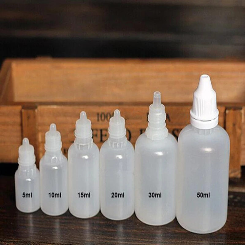 Бутылочки для жидкостей с наконечником иглы пустая сжимаемая многоразовая