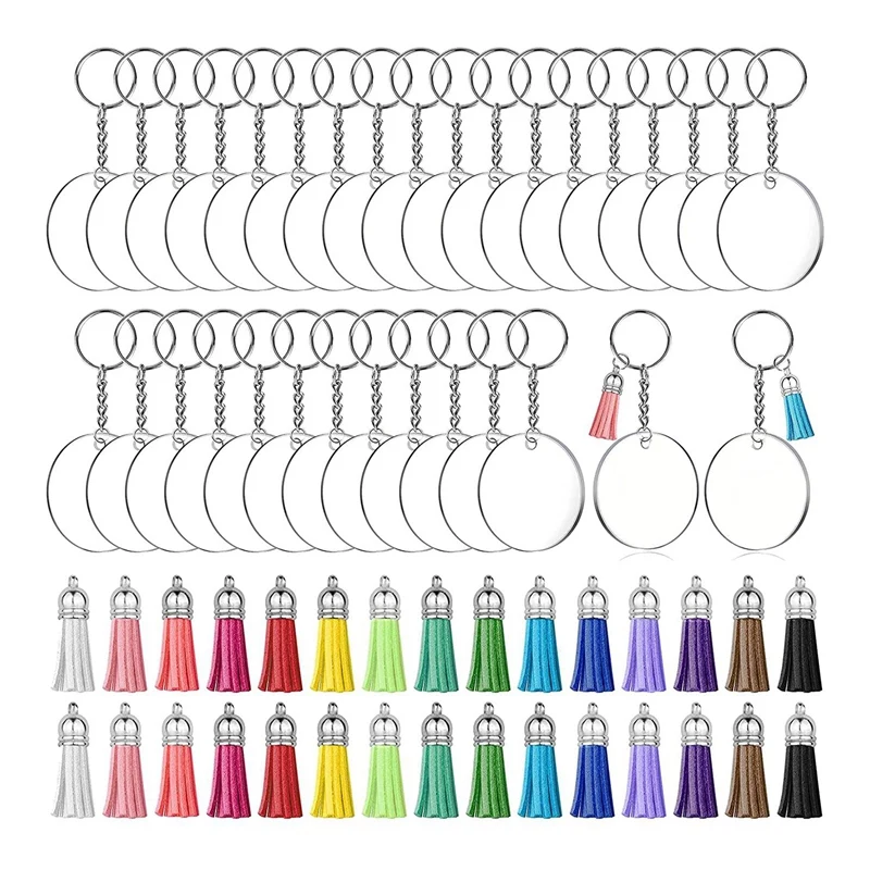 

130Pcs Acrylic Keychain Blanks,Clear Keychains for Vinyl Kit for DIY Crafts Jewelry Making Accessories