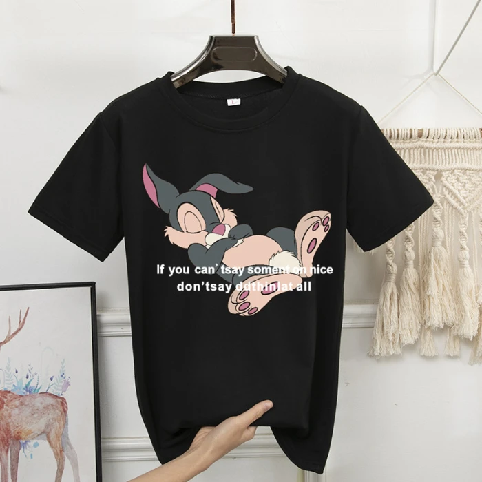 Забавные спящий кролик Летняя женская забавная футболка с коротким Хэллоуин