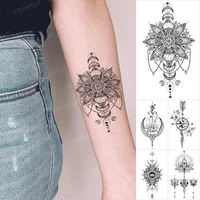 lotus waterproof temporary tattoo sticker moon arrow compass wrist arm man fake tattoo body art child tatoo female