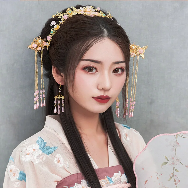 Китайская Hanfu заколка для волос QIANJI с полным набором подвесок на античных аксессуарах для волос ювелирных изделий костюма головных уборов.