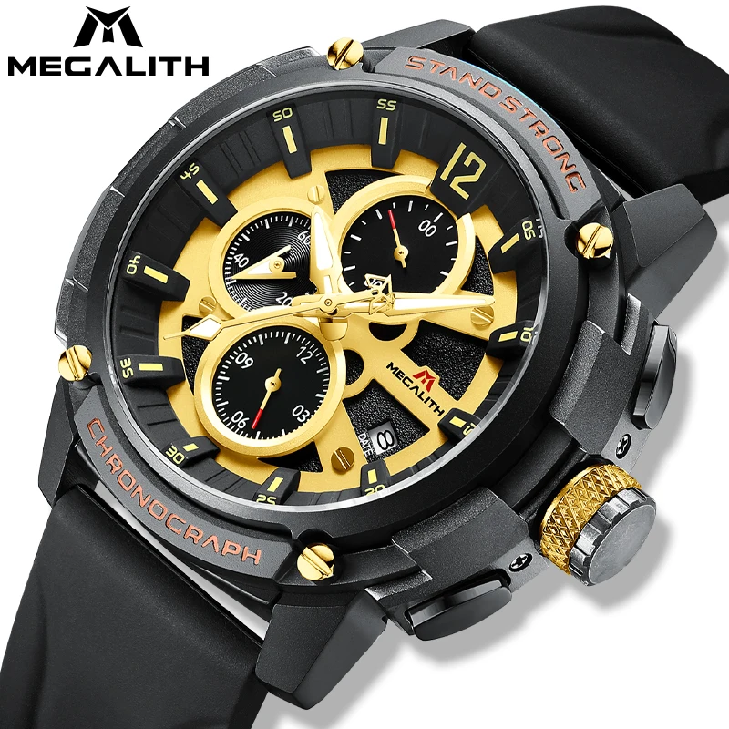 

MEGALITH Military Sport Watch Men 30m Waterproof Luminous Watch for Men Top Brand Luxury Fashion Chronograph Quartz Wristwatches