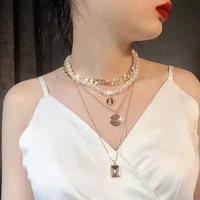 boho cuban link chain couple jewelry sets chokeraesthetic korean fashion pearl necklace for womenvintage goth accessories