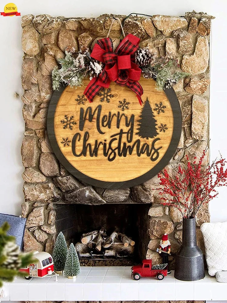 

Hot Sale Merry Christmas Door Hanger Welcome Sign Porch Decor Outdoor Door Wooden Hanging Xmas 2022 New Year Decoration Gift