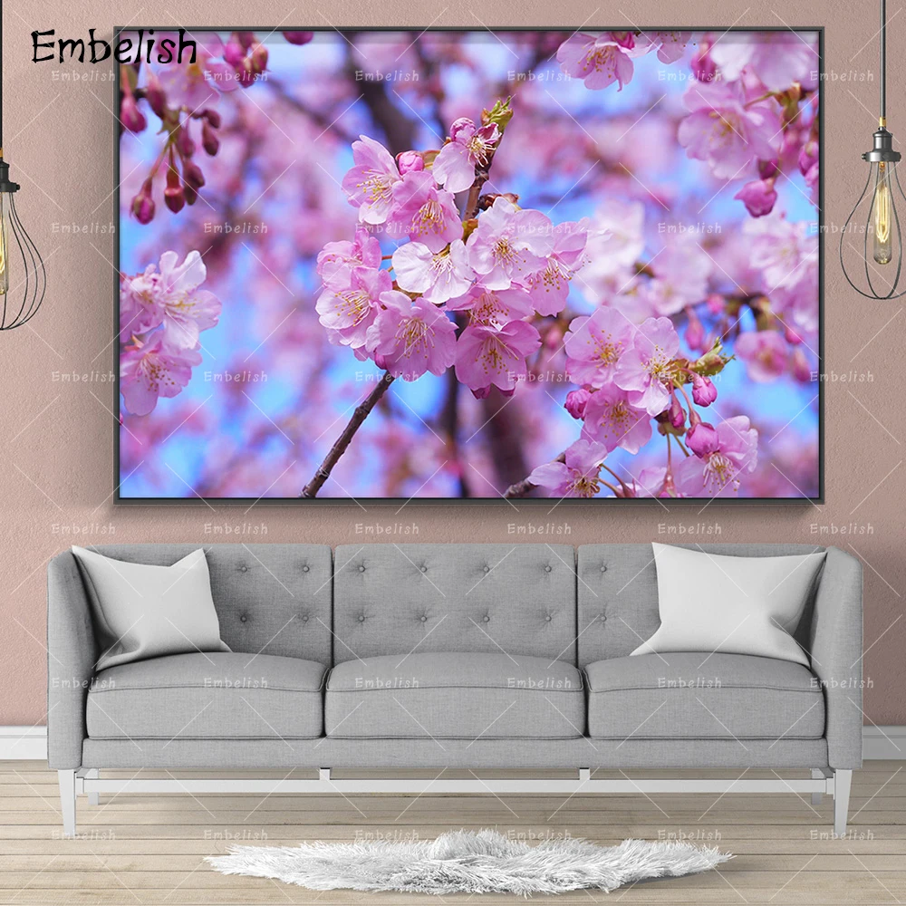 

Embelish 1 Pieces Modern Home Decor Wall Art Pictures For Living Room Pink Flowers Landscape Posters HD Print Canvas Paintings