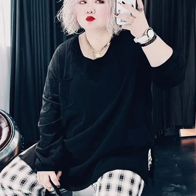 Женская футболка с длинным рукавом и V образным вырезом 150 кг|Футболки| |