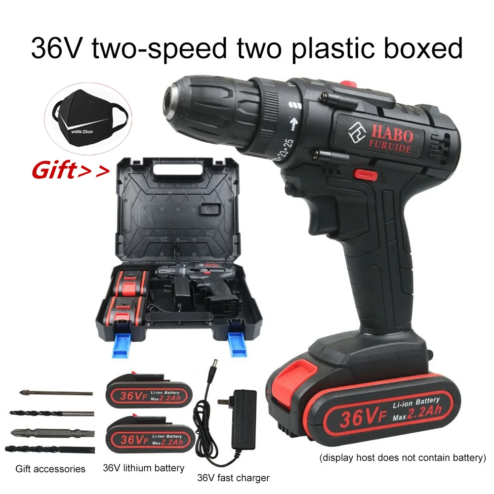 25 в 36 В Электрическая отвертка с 2 литиевыми батареями Беспроводная