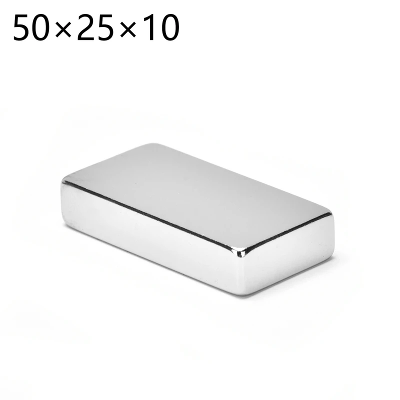 1 шт. неодимовый магнит 50x25x10 редкоземельный сильный блок постоянный 50*25*10 мм холодильник Электромагнит NdFeB никель магнитный квадрат
