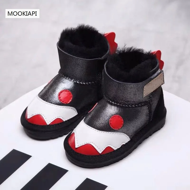 Австралийские новые зимние ботинки из овечьей кожи и меха 2019 г. Детская обувь