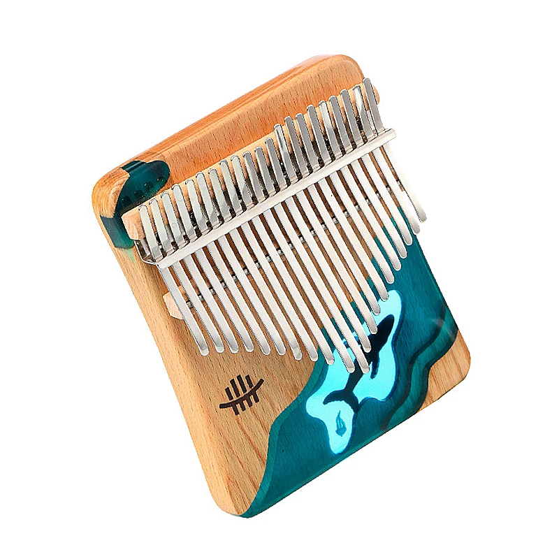 

Hluru Kalimba 17 21 Key Wooden Thumb Piano Gecko Musical Instrument Gift With Accessories Solid Wood Ocean Whale Dolphin Kalimba