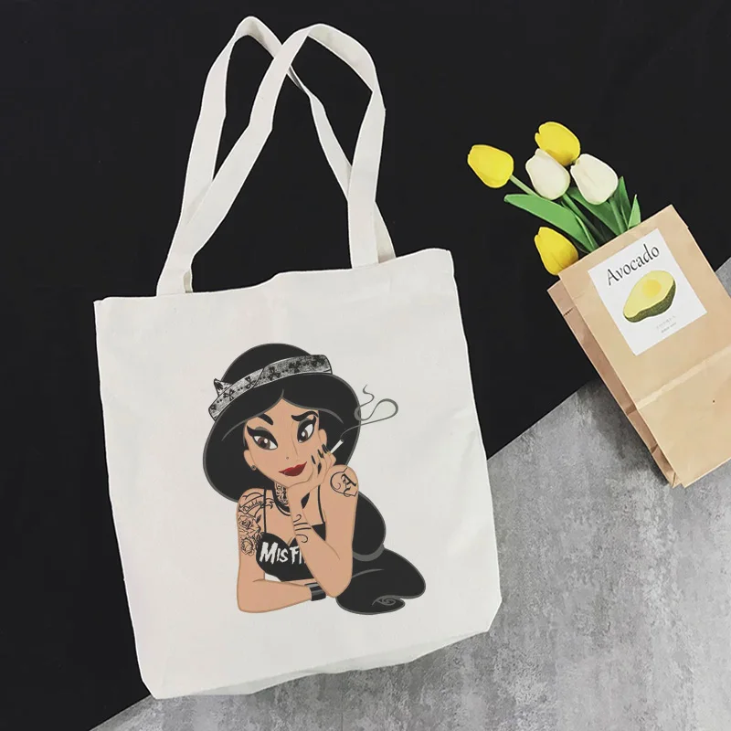 Холщовые сумки через плечо с мультипликационным принтом принцессы Алисы и тату в