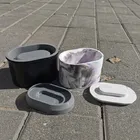 Креативный цементный стакан для свечей с крышкой, силиконовая форма, Овальный бетонный плантатор, форма для цветочного горшка, контейнер для хранения пластыря, форма